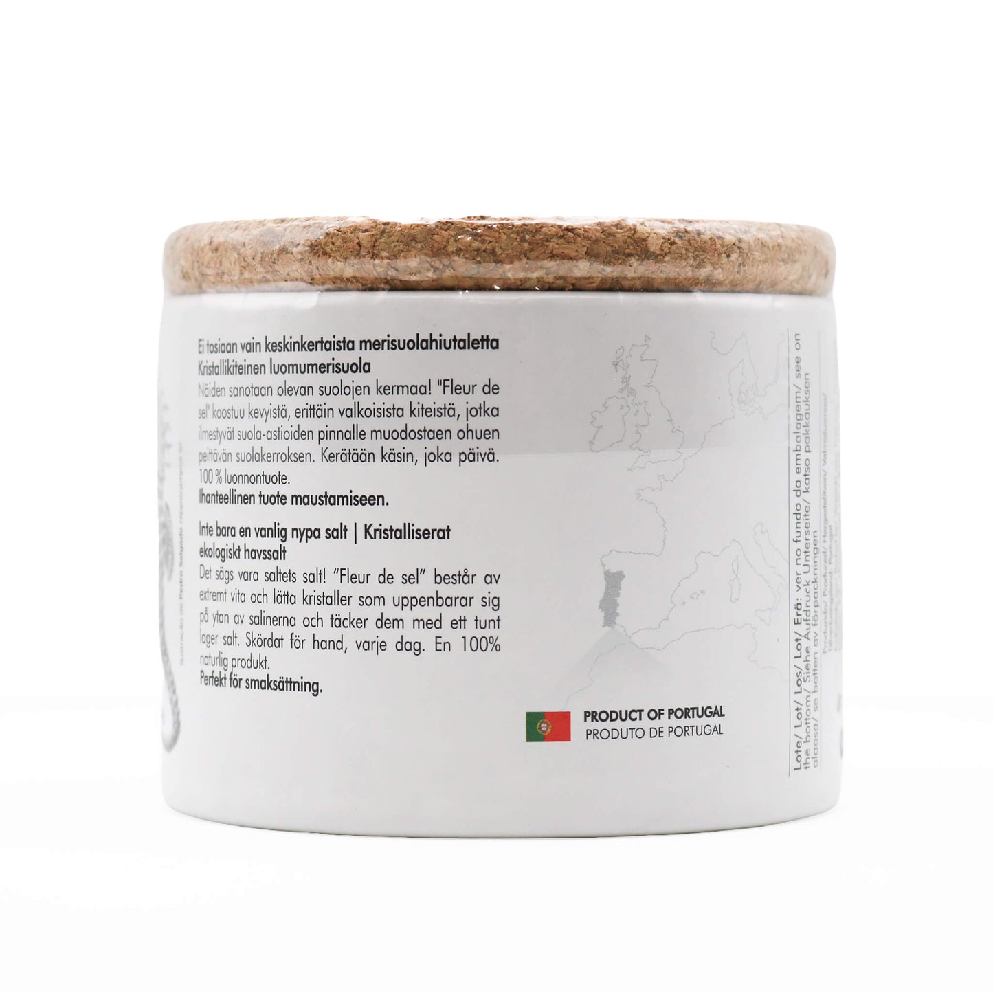 Container with a cork lid on a white background