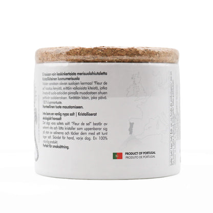 Container with a cork lid on a white background